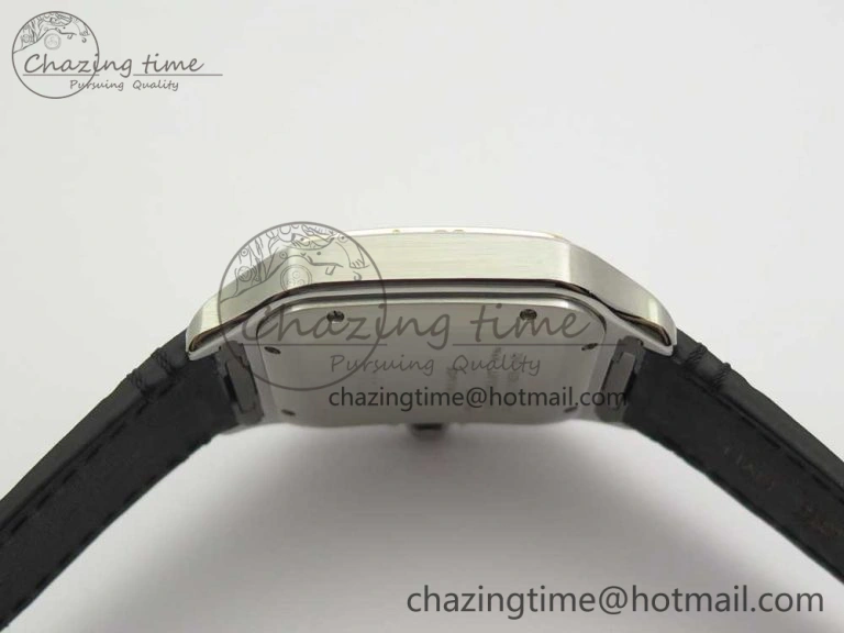Santos de Cartier 40mm 2018 V6F 1:1 Best Edition White Dial RG Bezel on Black Leather Strap MIYOTA SmartChoice 6142