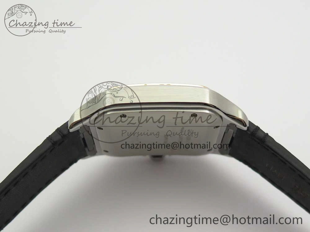 Santos de Cartier 40mm 2018 V6F 1:1 Best Edition White Dial RG Bezel on Black Leather Strap MIYOTA SmartChoice 6142