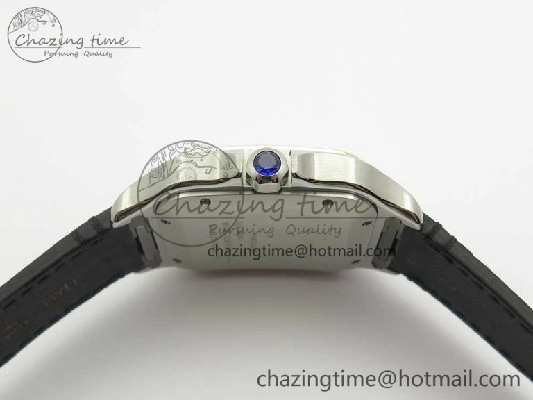Santos de Cartier 40mm 2018 V6F 1:1 Best Edition White Dial RG Bezel on Black Leather Strap MIYOTA SmartChoice 6142