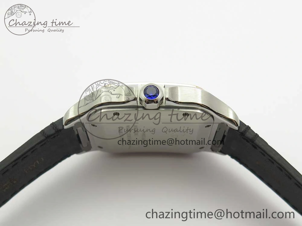 Santos de Cartier 40mm 2018 V6F 1:1 Best Edition White Dial RG Bezel on Black Leather Strap MIYOTA SmartChoice 6142