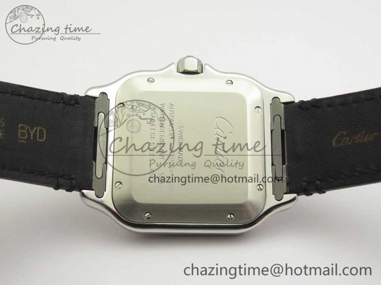 Santos de Cartier 40mm 2018 V6F 1:1 Best Edition White Dial RG Bezel on Black Leather Strap MIYOTA SmartChoice 6142