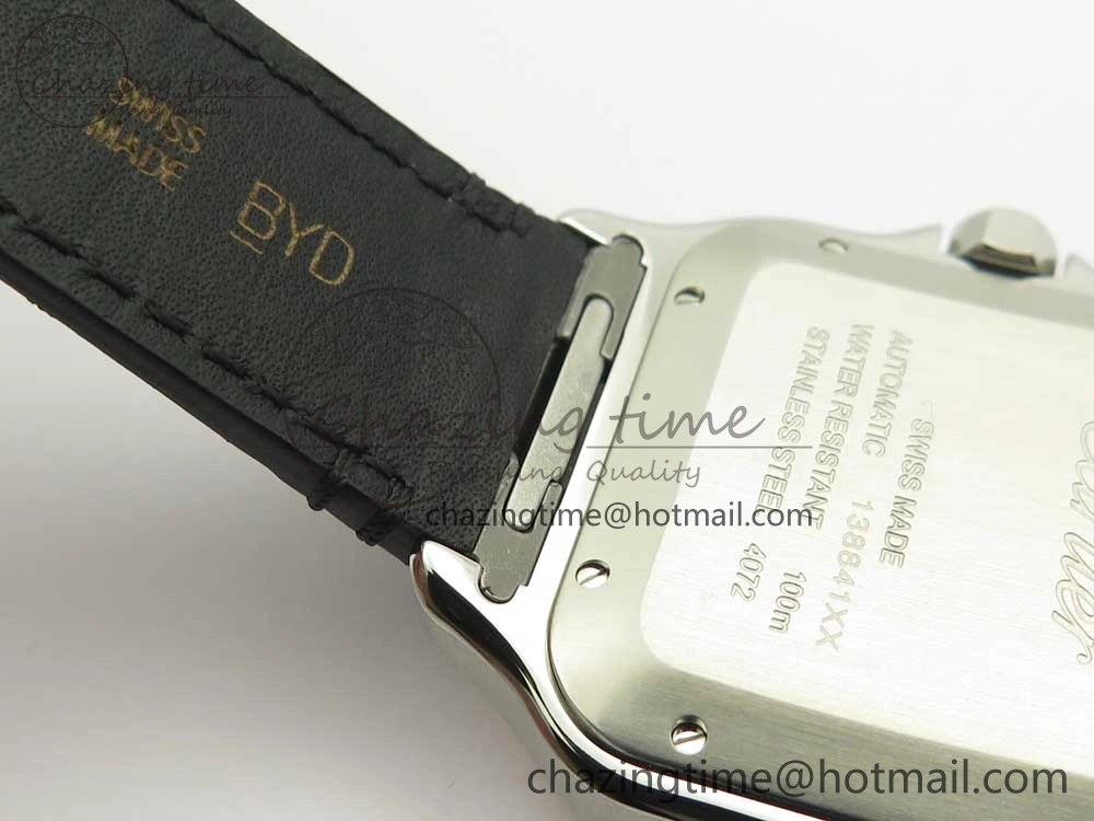 Santos de Cartier 40mm 2018 V6F 1:1 Best Edition White Dial RG Bezel on Black Leather Strap MIYOTA SmartChoice 6142