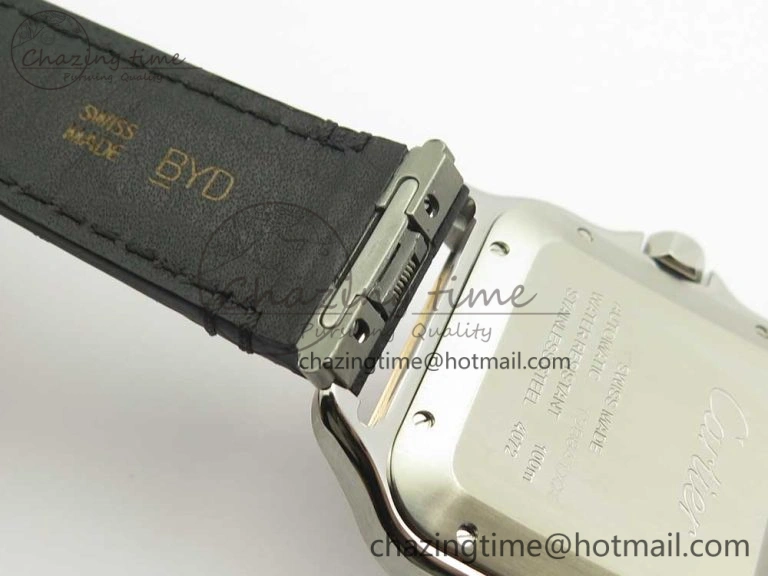 Santos de Cartier 40mm 2018 V6F 1:1 Best Edition White Dial RG Bezel on Black Leather Strap MIYOTA SmartChoice 6142