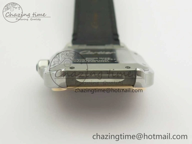 Santos de Cartier 40mm 2018 V6F 1:1 Best Edition White Dial RG Bezel on Black Leather Strap MIYOTA SmartChoice 6142