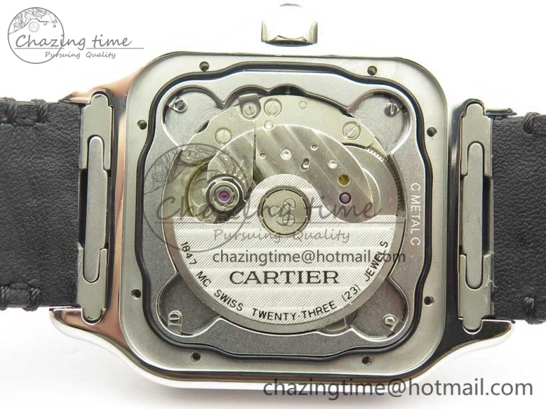 Santos de Cartier 40mm 2018 V6F 1:1 Best Edition White Dial RG Bezel on Black Leather Strap MIYOTA SmartChoice 6142