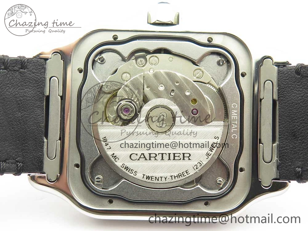 Santos de Cartier 40mm 2018 V6F 1:1 Best Edition White Dial RG Bezel on Black Leather Strap MIYOTA SmartChoice 6142