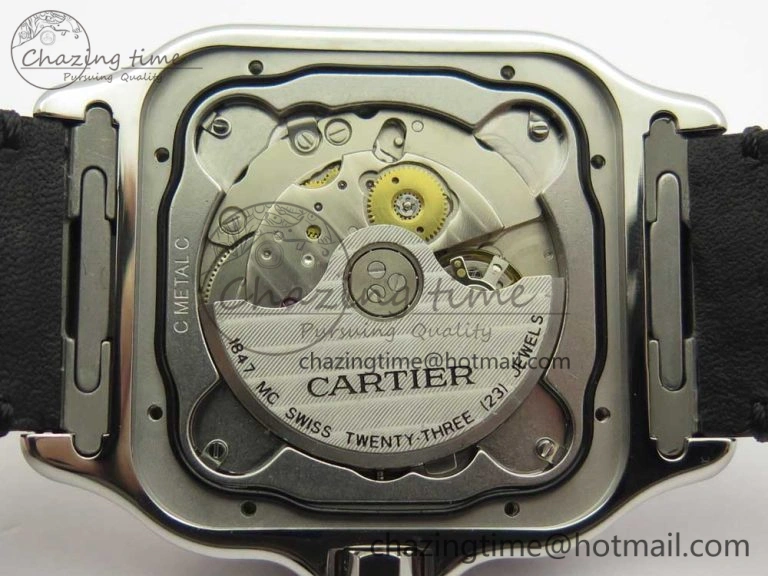 Santos de Cartier 40mm 2018 V6F 1:1 Best Edition White Dial RG Bezel on Black Leather Strap MIYOTA SmartChoice 6142