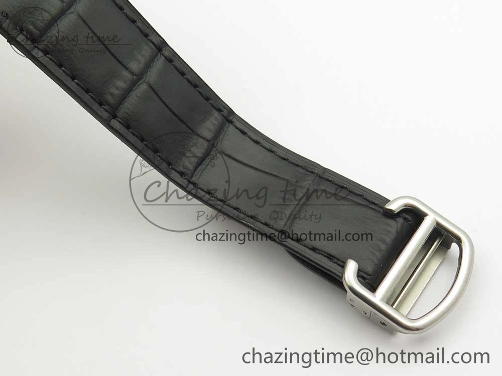 Santos de Cartier 40mm 2018 V6F 1:1 Best Edition White Dial RG Bezel on Black Leather Strap MIYOTA SmartChoice 6142