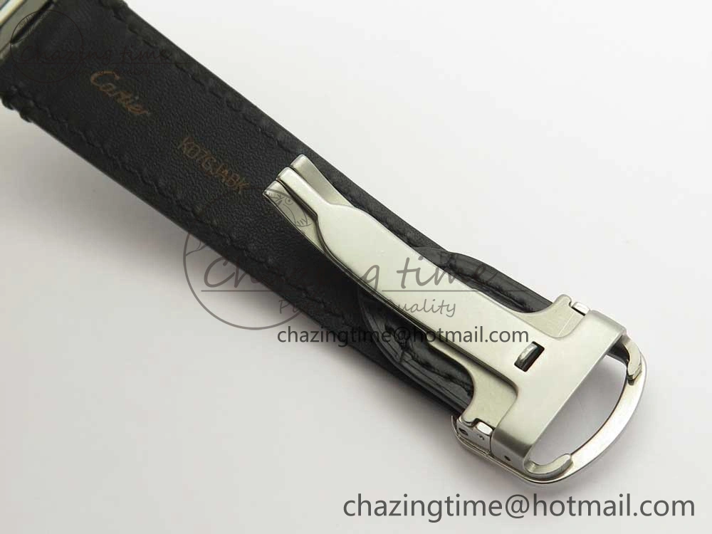 Santos de Cartier 40mm 2018 V6F 1:1 Best Edition White Dial RG Bezel on Black Leather Strap MIYOTA SmartChoice 6142