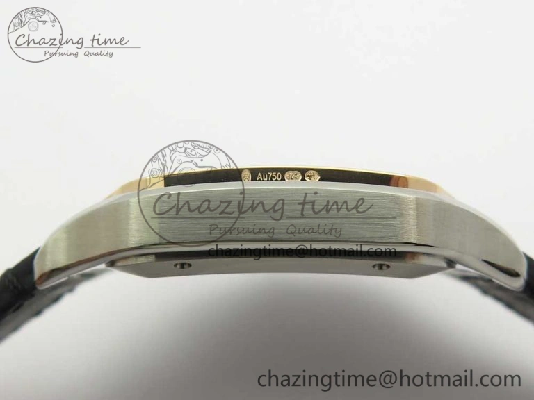 Santos de Cartier 40mm 2018 V6F 1:1 Best Edition White Dial RG Bezel on Black Leather Strap MIYOTA SmartChoice 6142