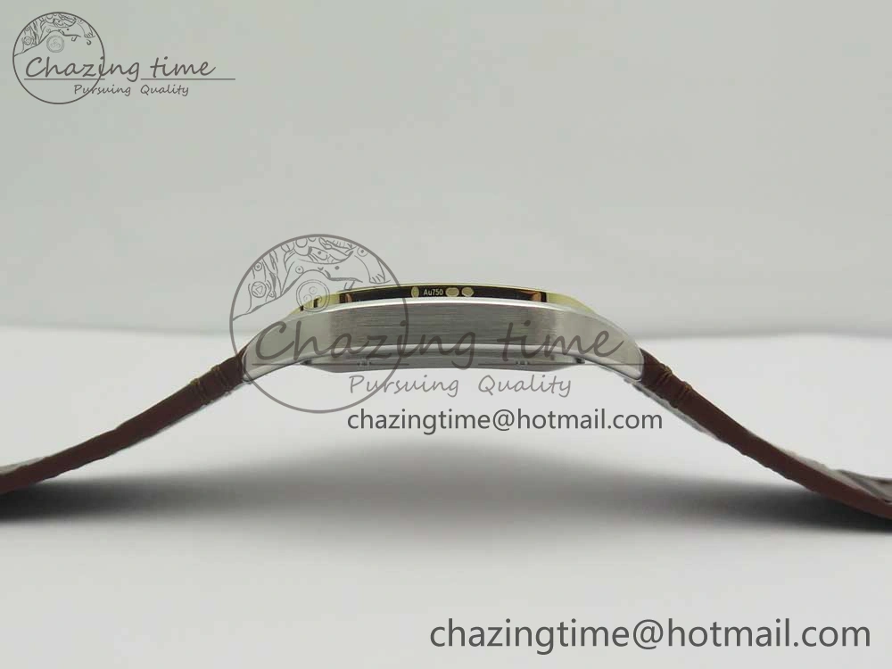 Durable Santos de Cartier 40mm 2018 V6F 1:1 Best Edition White Dial YG Bezel on Deep Brown Leather Strap MIYOTA 6143