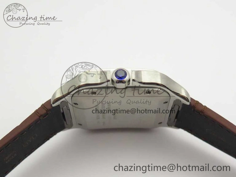 Durable Santos de Cartier 40mm 2018 V6F 1:1 Best Edition White Dial YG Bezel on Deep Brown Leather Strap MIYOTA 6143