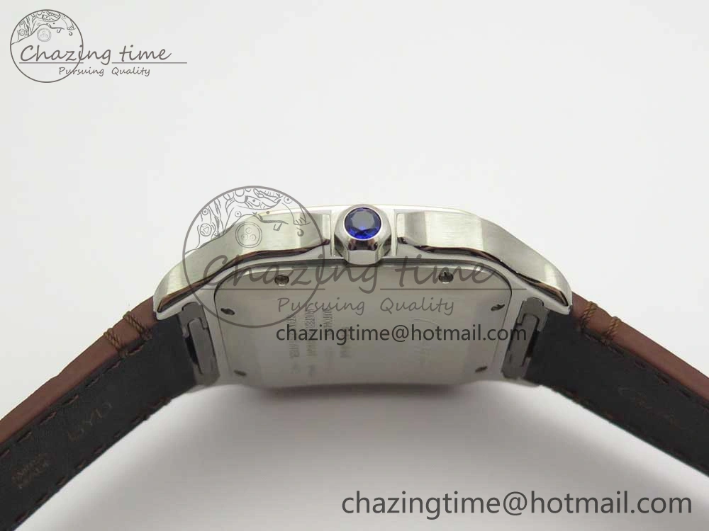 Durable Santos de Cartier 40mm 2018 V6F 1:1 Best Edition White Dial YG Bezel on Deep Brown Leather Strap MIYOTA 6143