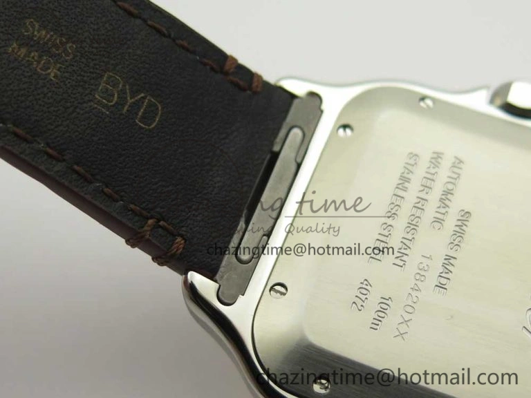 Durable Santos de Cartier 40mm 2018 V6F 1:1 Best Edition White Dial YG Bezel on Deep Brown Leather Strap MIYOTA 6143