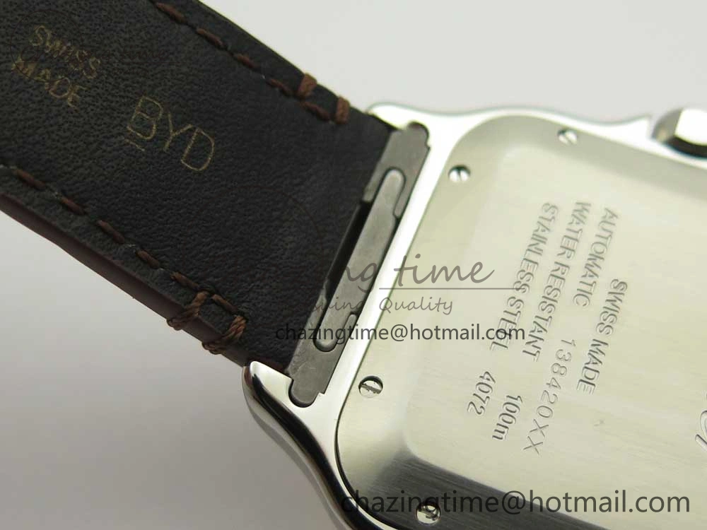 Durable Santos de Cartier 40mm 2018 V6F 1:1 Best Edition White Dial YG Bezel on Deep Brown Leather Strap MIYOTA 6143