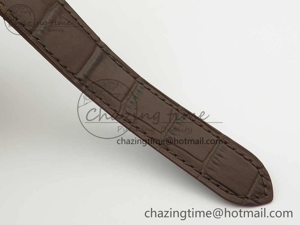 Durable Santos de Cartier 40mm 2018 V6F 1:1 Best Edition White Dial YG Bezel on Deep Brown Leather Strap MIYOTA 6143