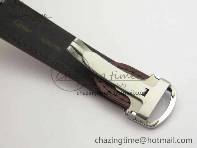 Durable Santos de Cartier 40mm 2018 V6F 1:1 Best Edition White Dial YG Bezel on Deep Brown Leather Strap MIYOTA 6143