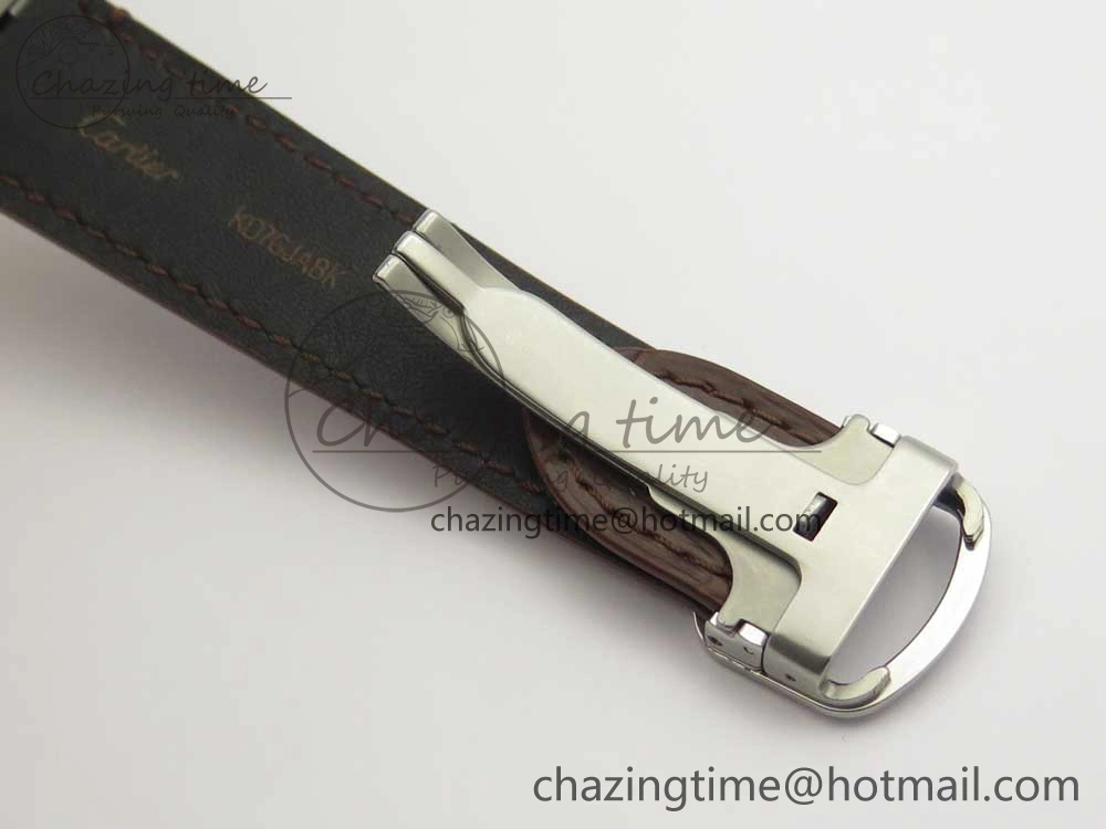 Durable Santos de Cartier 40mm 2018 V6F 1:1 Best Edition White Dial YG Bezel on Deep Brown Leather Strap MIYOTA 6143