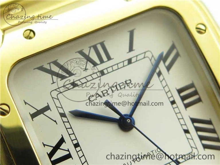 Sleek Santos de Cartier 40mm 2018 YG RXW 1:1 Best Edition White Dial on SmartLinks Bracelet MIYOTA 6099