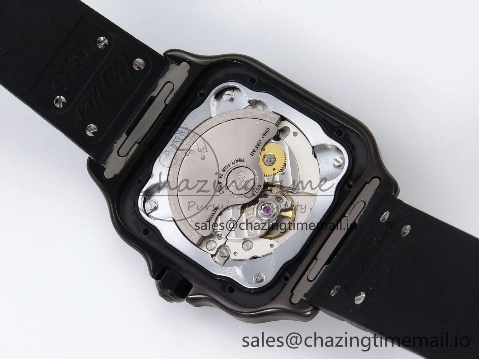 Bright Santos de Cartier 40mm BVF 1:1 Best Edition Black Dial on Black Rubber Strap MIYOTA 5866