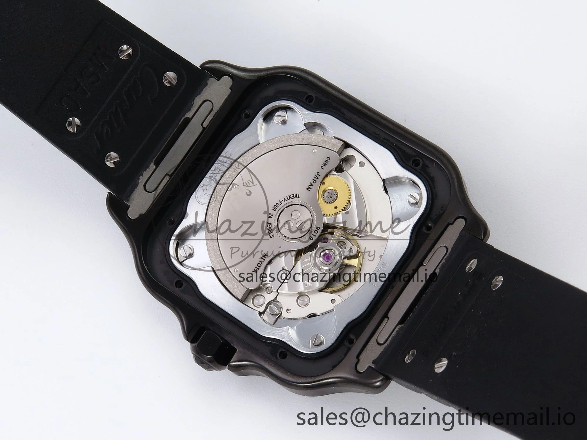 Bright Santos de Cartier 40mm BVF 1:1 Best Edition Black Dial on Black Rubber Strap MIYOTA 5866