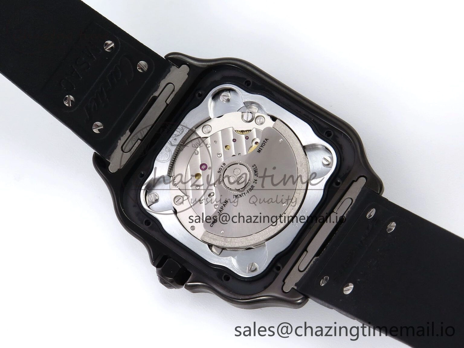 Bright Santos de Cartier 40mm BVF 1:1 Best Edition Black Dial on Black Rubber Strap MIYOTA 5866