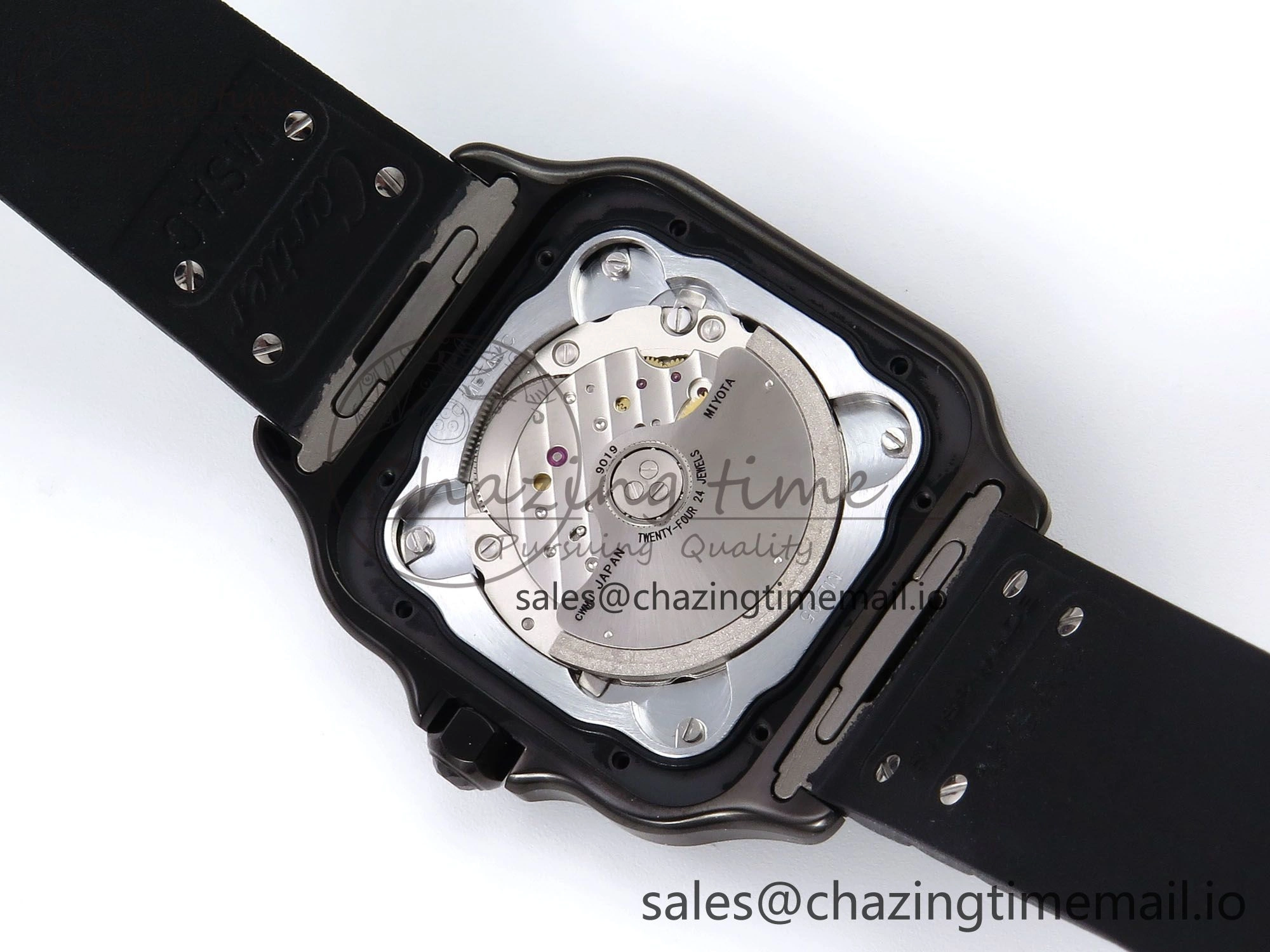 Bright Santos de Cartier 40mm BVF 1:1 Best Edition Black Dial on Black Rubber Strap MIYOTA 5866