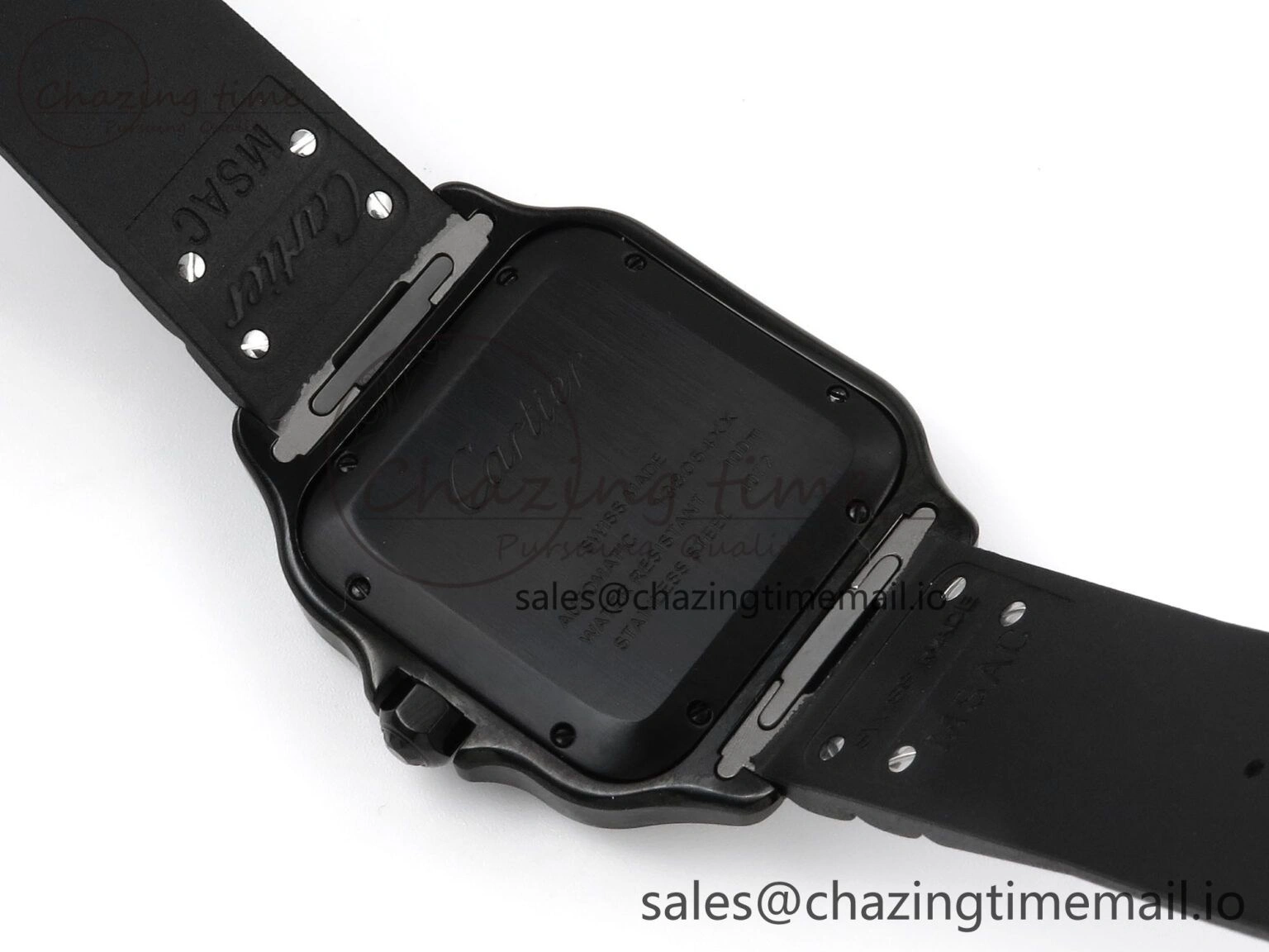 Bright Santos de Cartier 40mm BVF 1:1 Best Edition Black Dial on Black Rubber Strap MIYOTA 5866