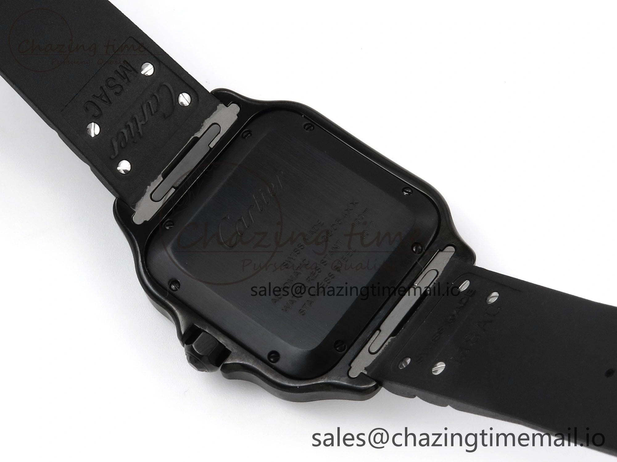 Bright Santos de Cartier 40mm BVF 1:1 Best Edition Black Dial on Black Rubber Strap MIYOTA 5866
