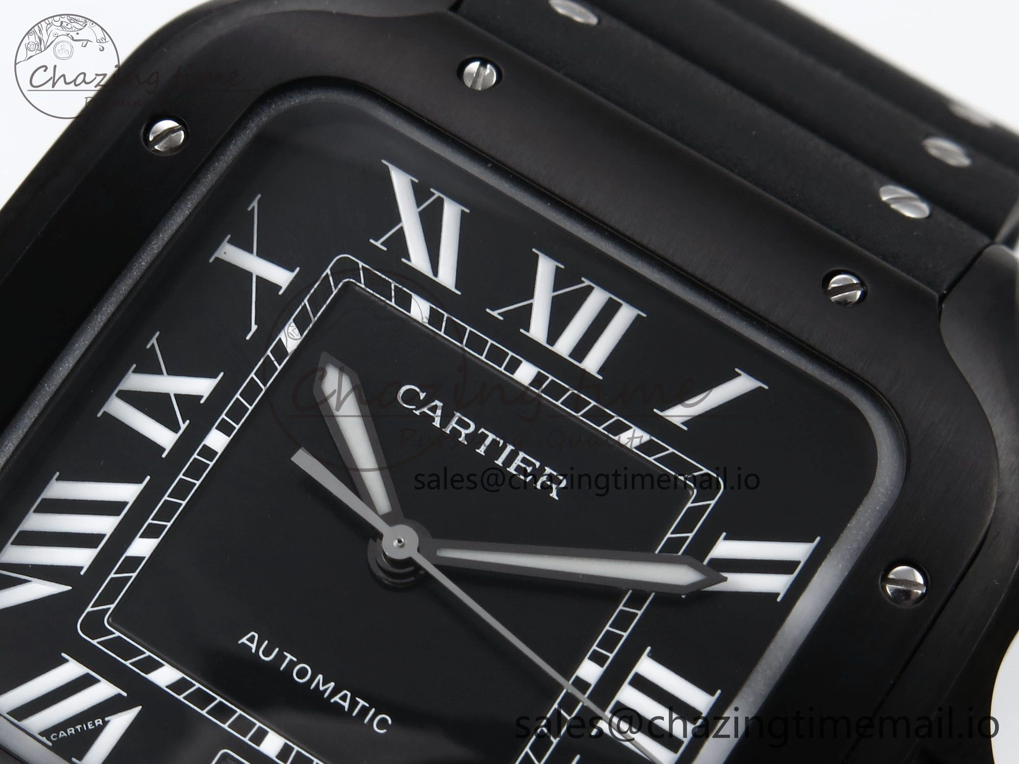 Bright Santos de Cartier 40mm BVF 1:1 Best Edition Black Dial on Black Rubber Strap MIYOTA 5866