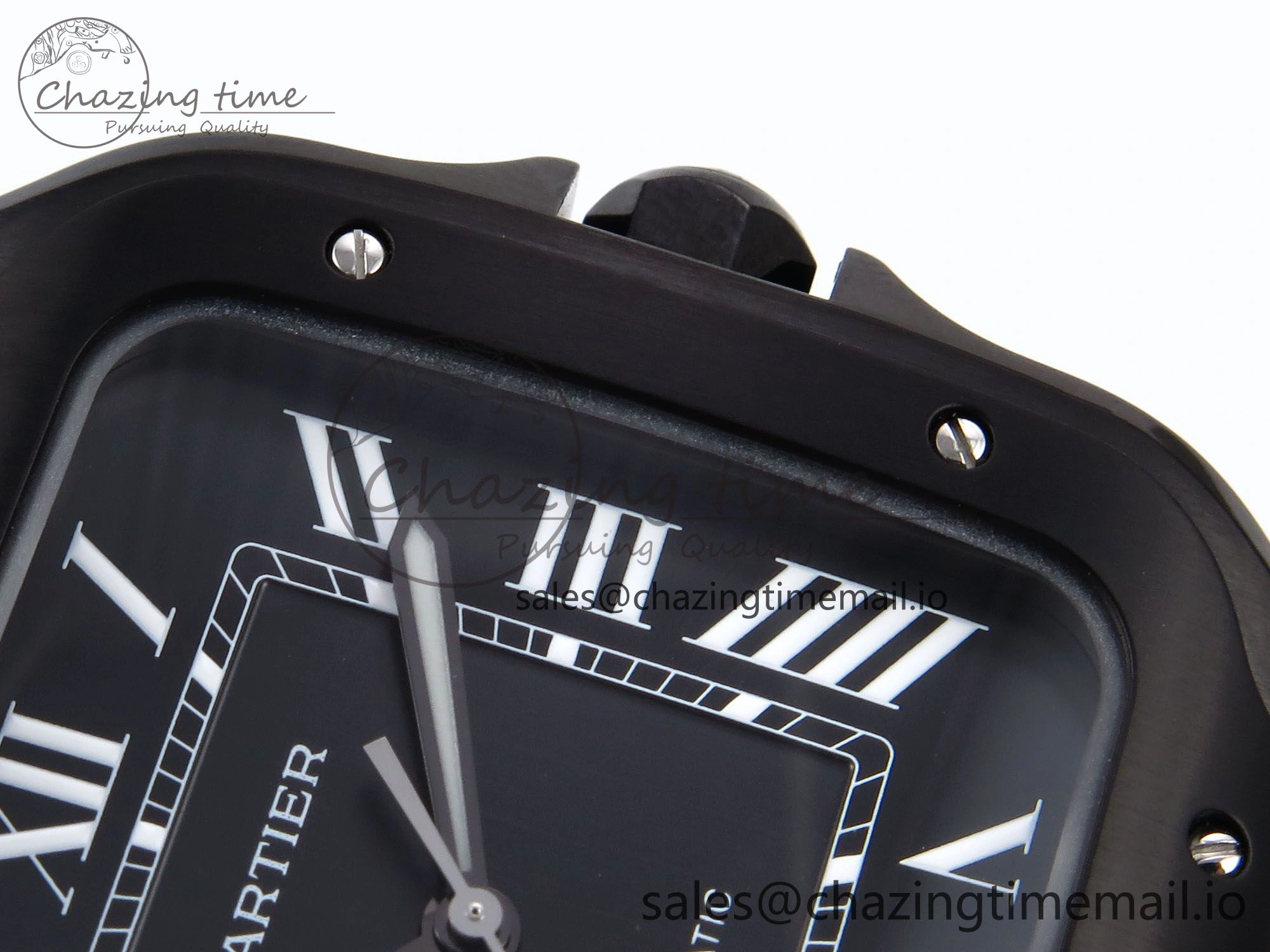 Bright Santos de Cartier 40mm BVF 1:1 Best Edition Black Dial on Black Rubber Strap MIYOTA 5866