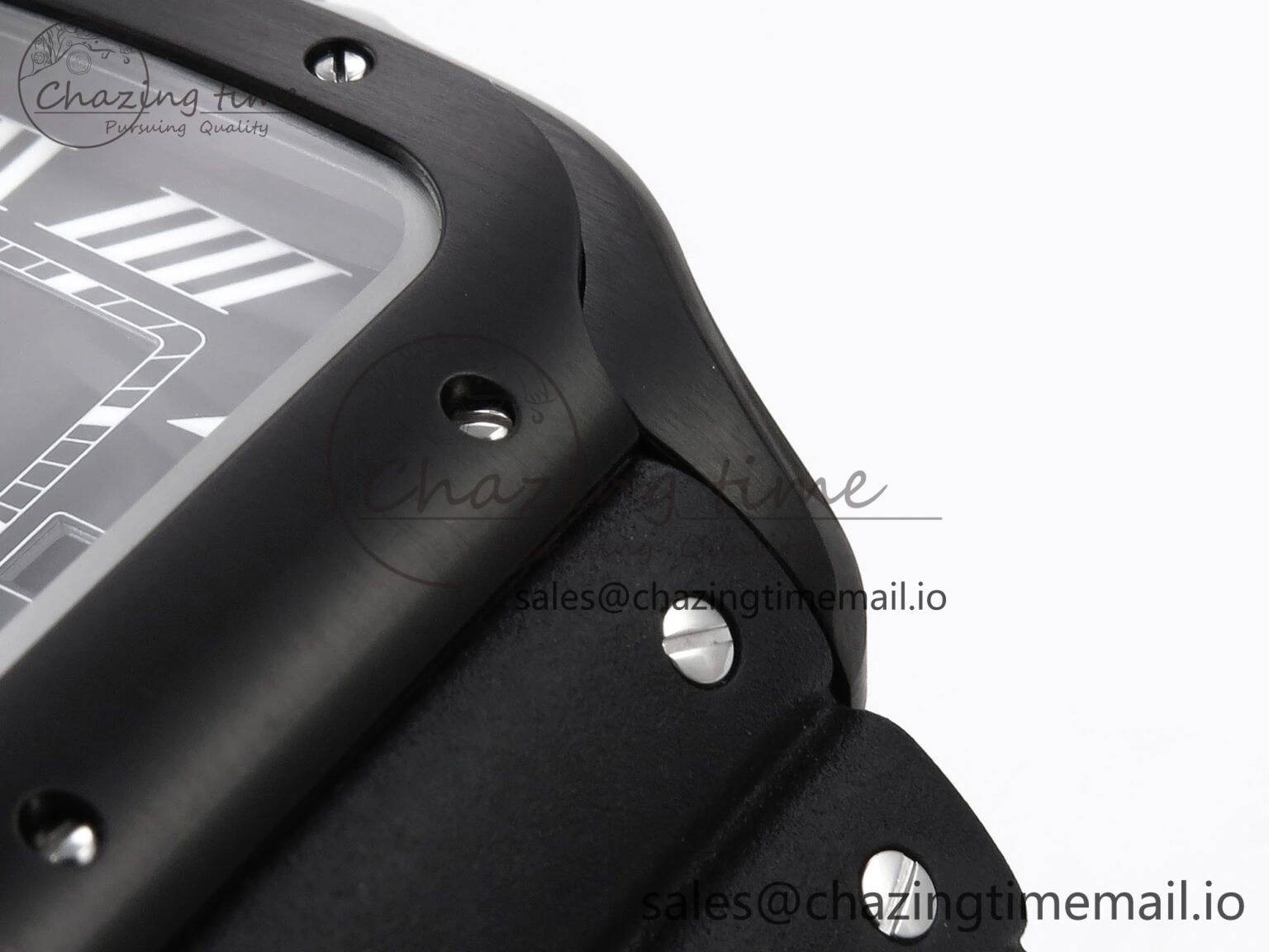 Bright Santos de Cartier 40mm BVF 1:1 Best Edition Black Dial on Black Rubber Strap MIYOTA 5866