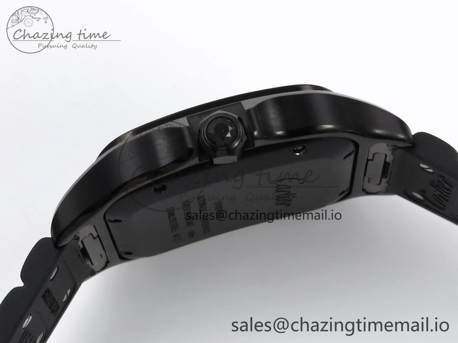 Bright Santos de Cartier 40mm BVF 1:1 Best Edition Black Dial on Black Rubber Strap MIYOTA 5866