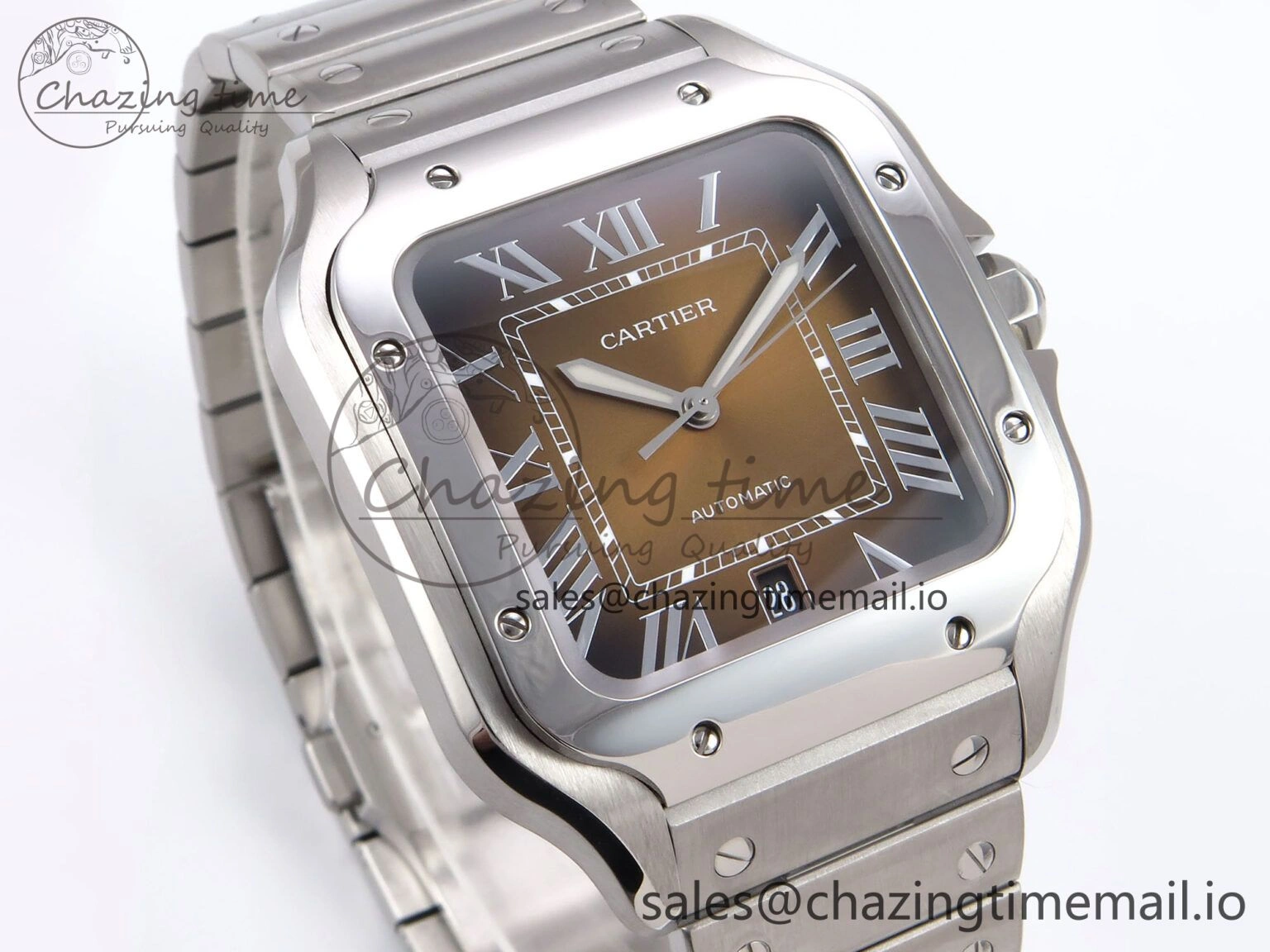 HighQuality Santos de Cartier 40mm BVF 1:1 Best Edition Brown Dial on SS SmartLinks Bracelet MIYOTA 5869