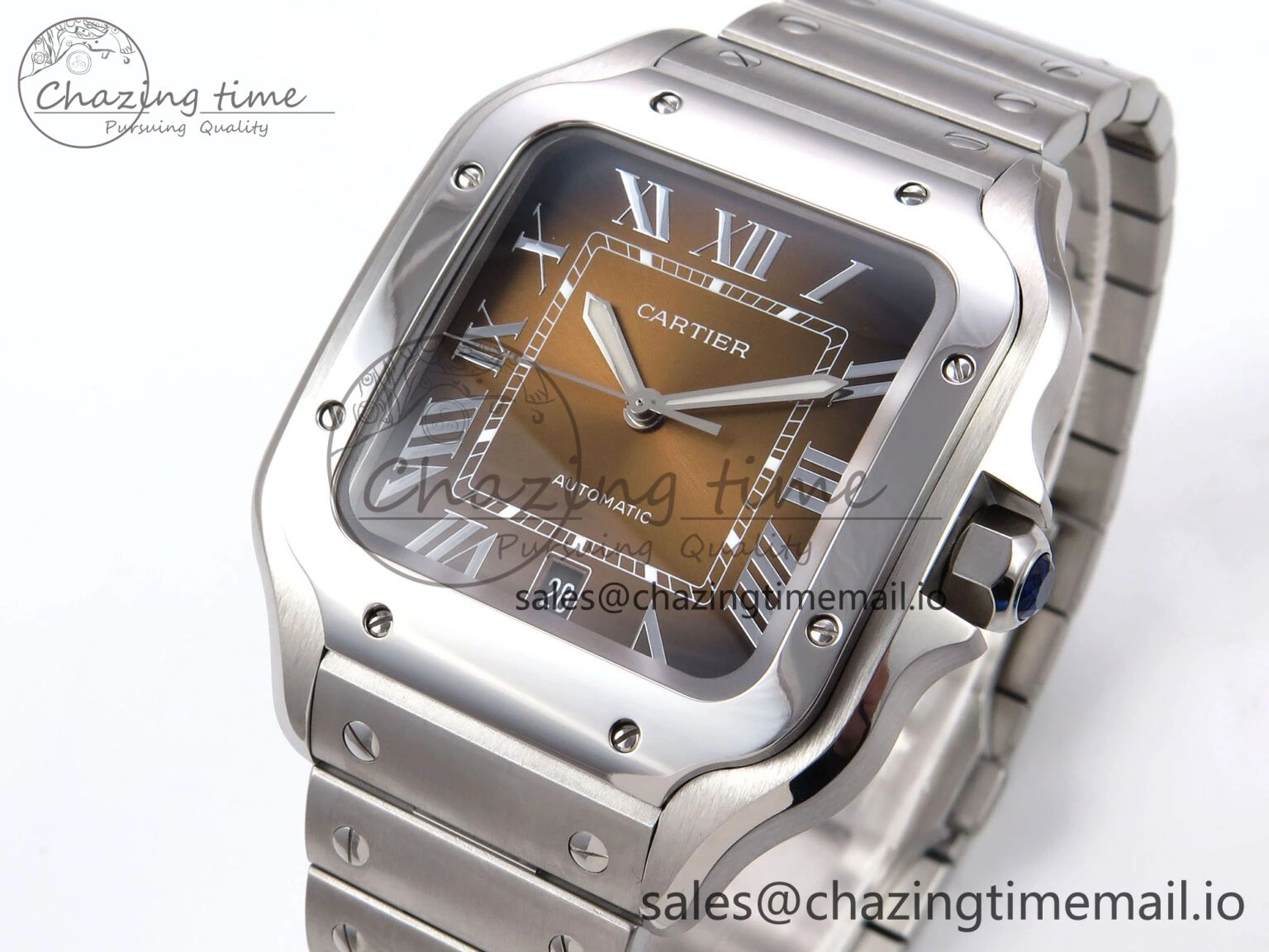 HighQuality Santos de Cartier 40mm BVF 1:1 Best Edition Brown Dial on SS SmartLinks Bracelet MIYOTA 5869
