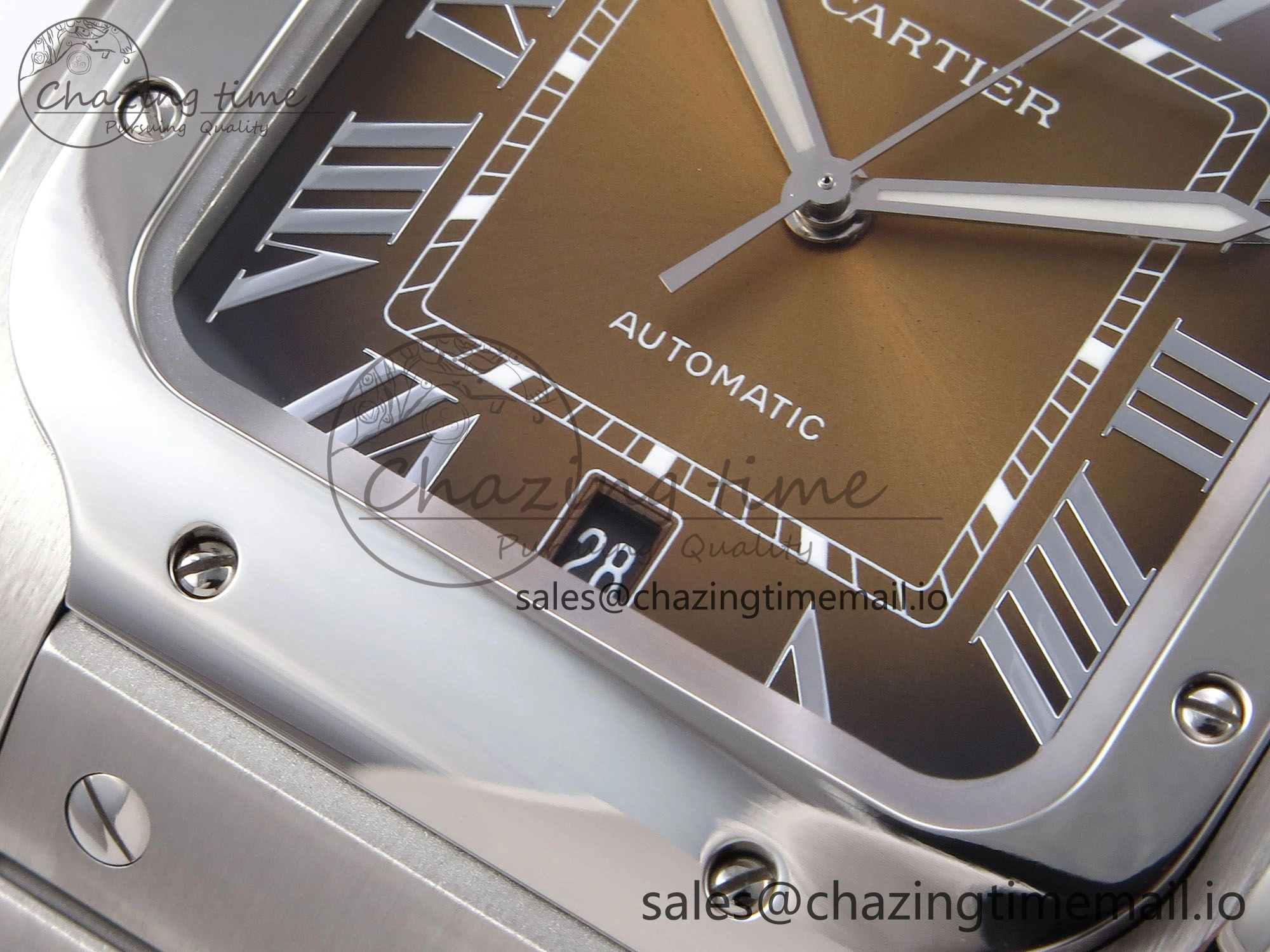 HighQuality Santos de Cartier 40mm BVF 1:1 Best Edition Brown Dial on SS SmartLinks Bracelet MIYOTA 5869