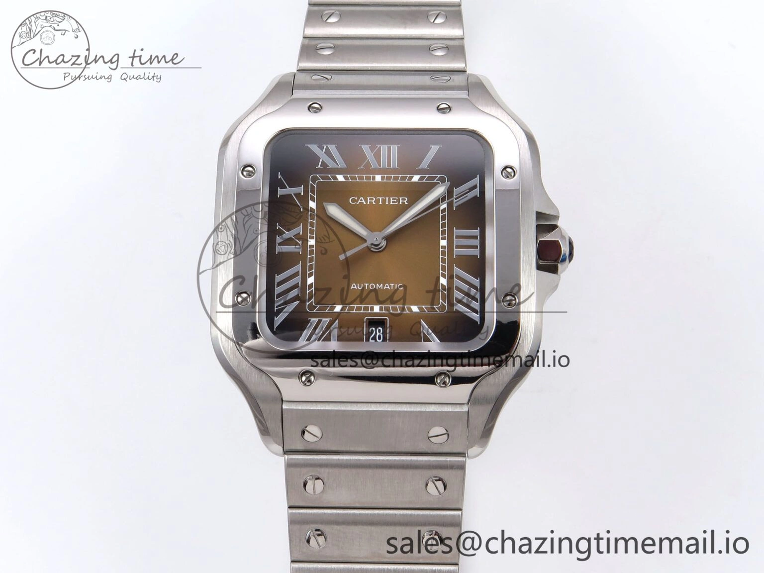 HighQuality Santos de Cartier 40mm BVF 1:1 Best Edition Brown Dial on SS SmartLinks Bracelet MIYOTA 5869