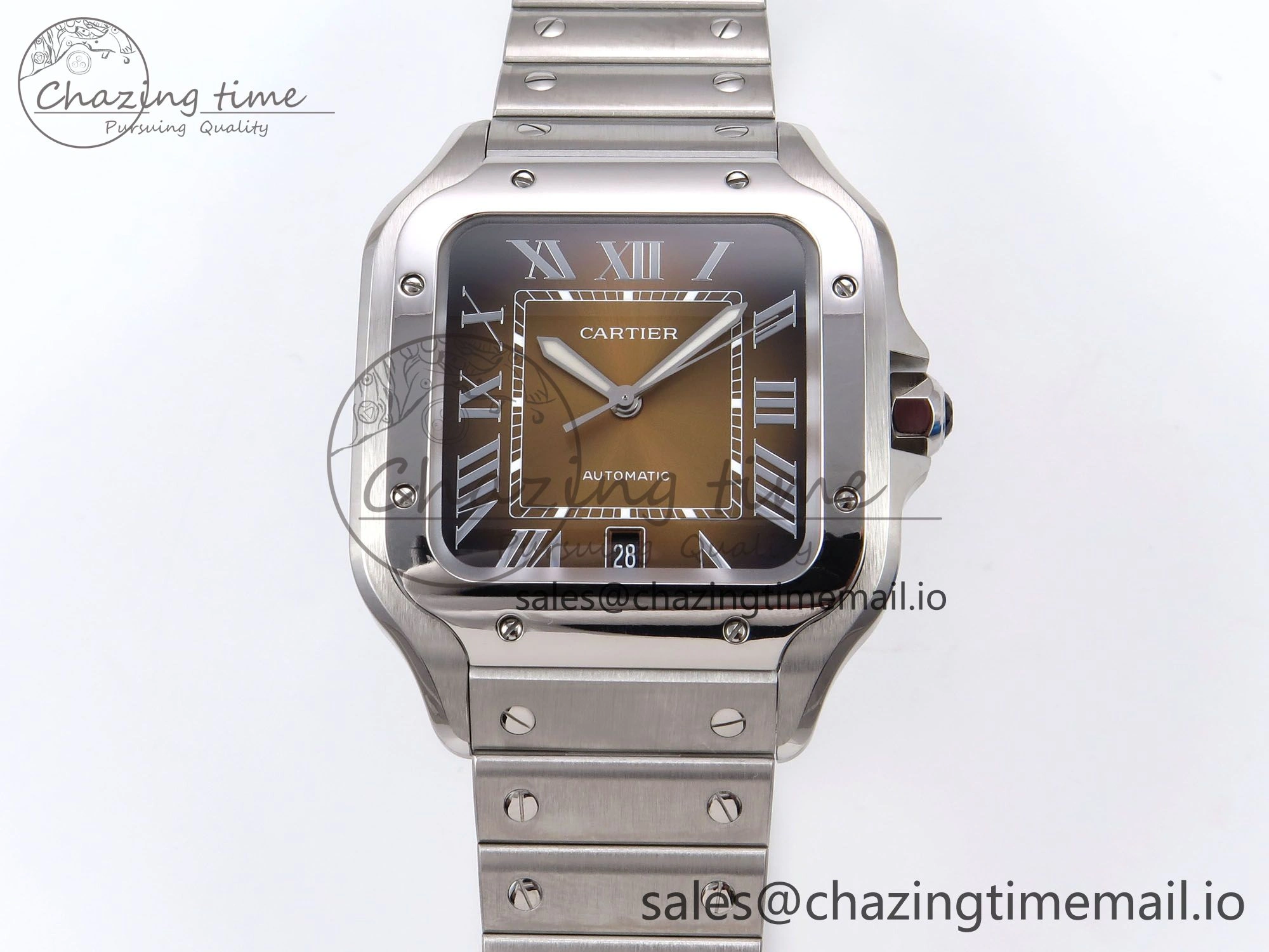 HighQuality Santos de Cartier 40mm BVF 1:1 Best Edition Brown Dial on SS SmartLinks Bracelet MIYOTA 5869