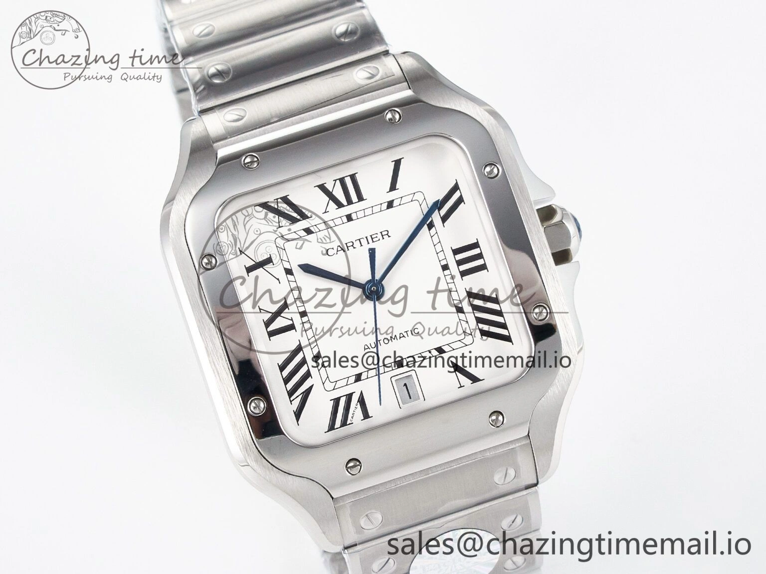 Sustainable Santos de Cartier 40mm J12F 1:1 Best Edition White Dial on SS SmartLinks Bracelet MIYOTA 5844
