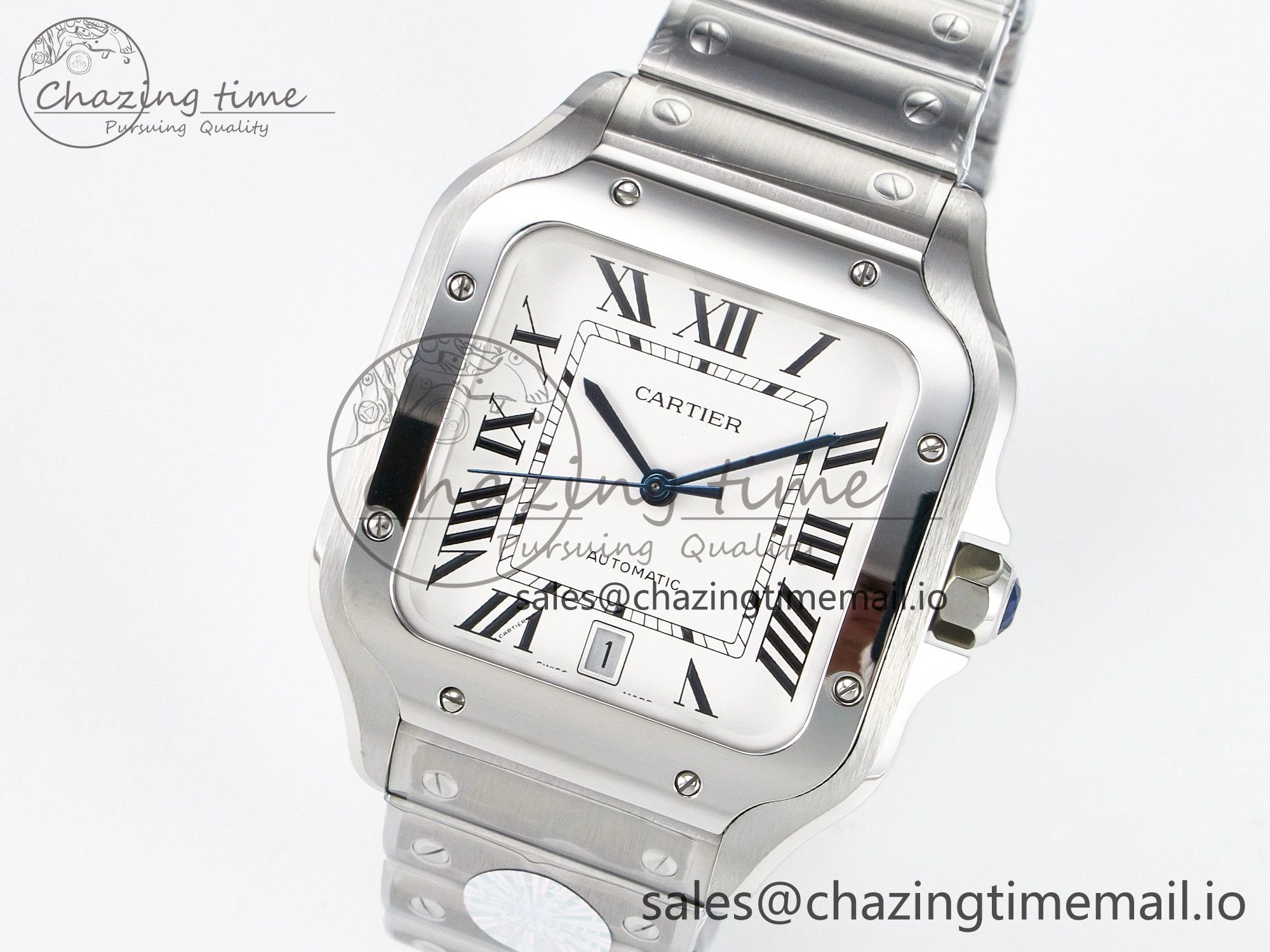 Sustainable Santos de Cartier 40mm J12F 1:1 Best Edition White Dial on SS SmartLinks Bracelet MIYOTA 5844
