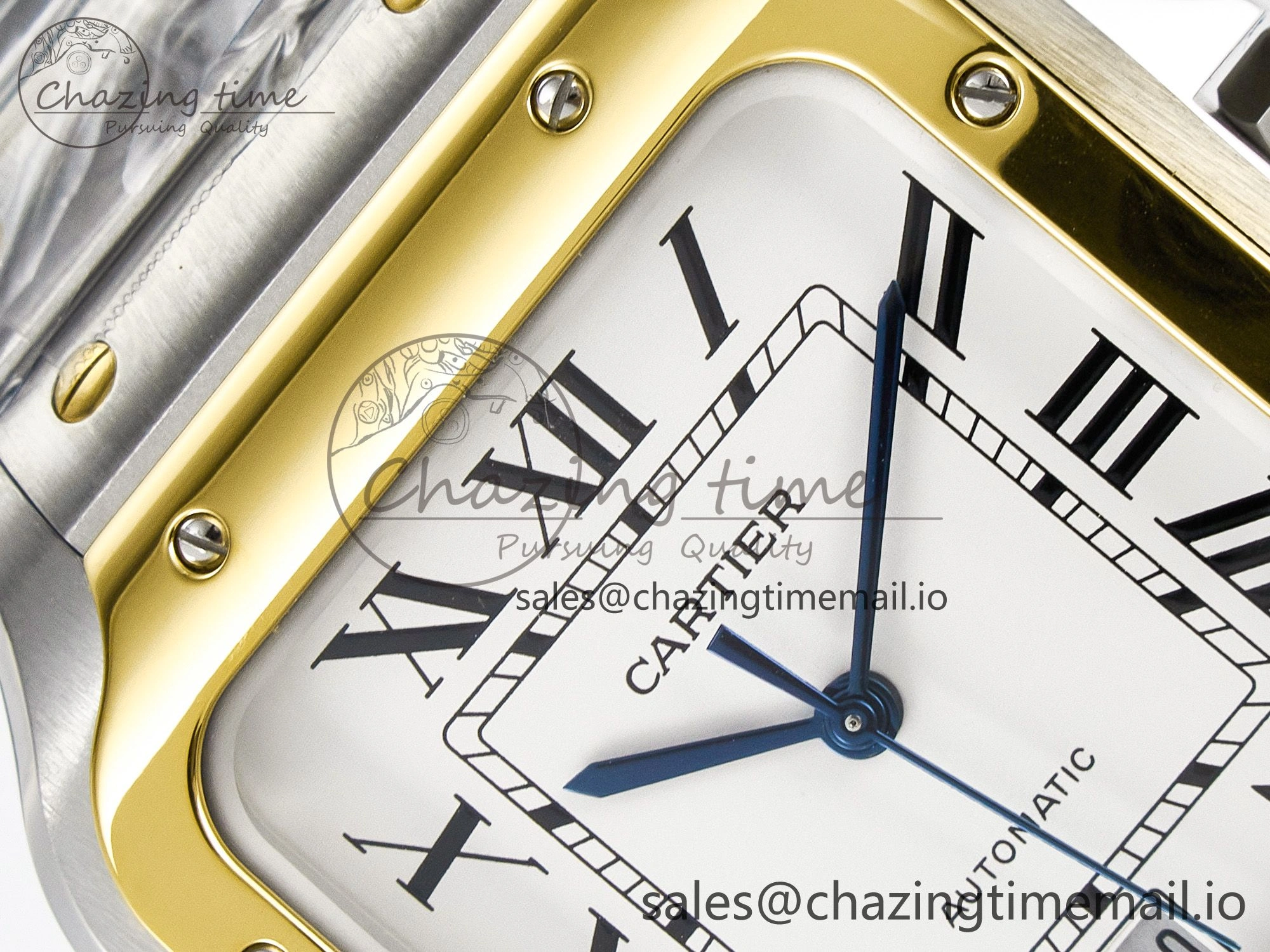 Santos de Cartier 40mm J12F 1:1 Best Edition YG Bezel White Dial on SS SmartLinks Bracelet MIYOTA Chic 5841