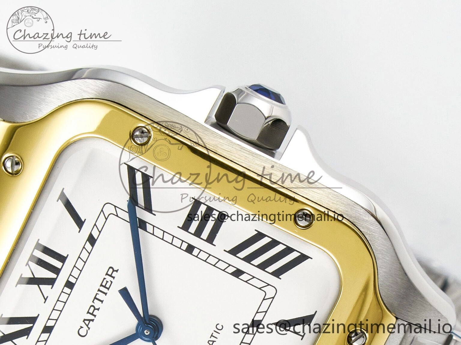Santos de Cartier 40mm J12F 1:1 Best Edition YG Bezel White Dial on SS SmartLinks Bracelet MIYOTA Chic 5841