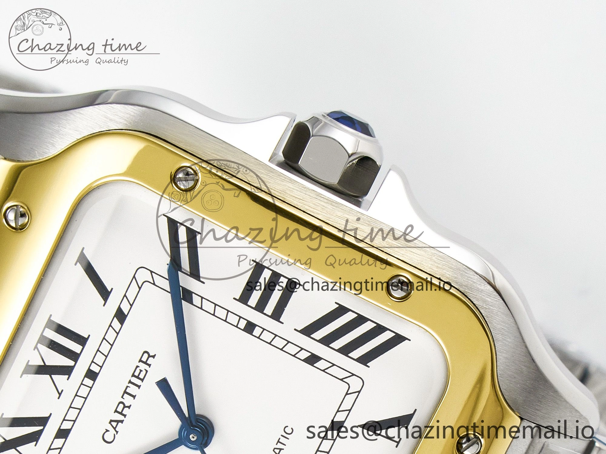 Santos de Cartier 40mm J12F 1:1 Best Edition YG Bezel White Dial on SS SmartLinks Bracelet MIYOTA Chic 5841