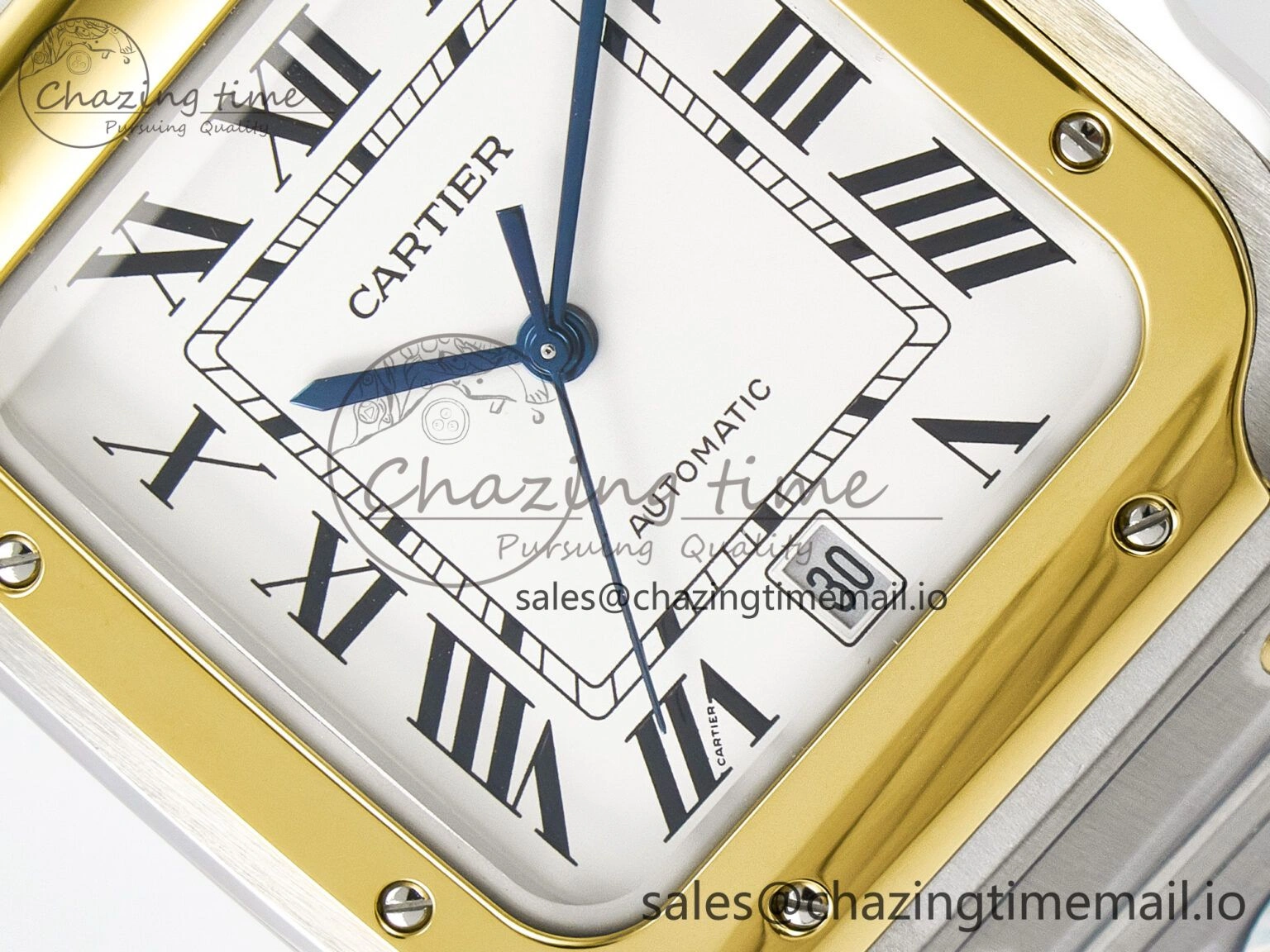 Santos de Cartier 40mm J12F 1:1 Best Edition YG Bezel White Dial on SS SmartLinks Bracelet MIYOTA Chic 5841