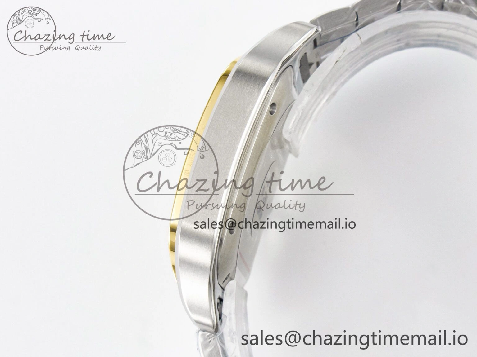 Santos de Cartier 40mm J12F 1:1 Best Edition YG Bezel White Dial on SS SmartLinks Bracelet MIYOTA Chic 5841