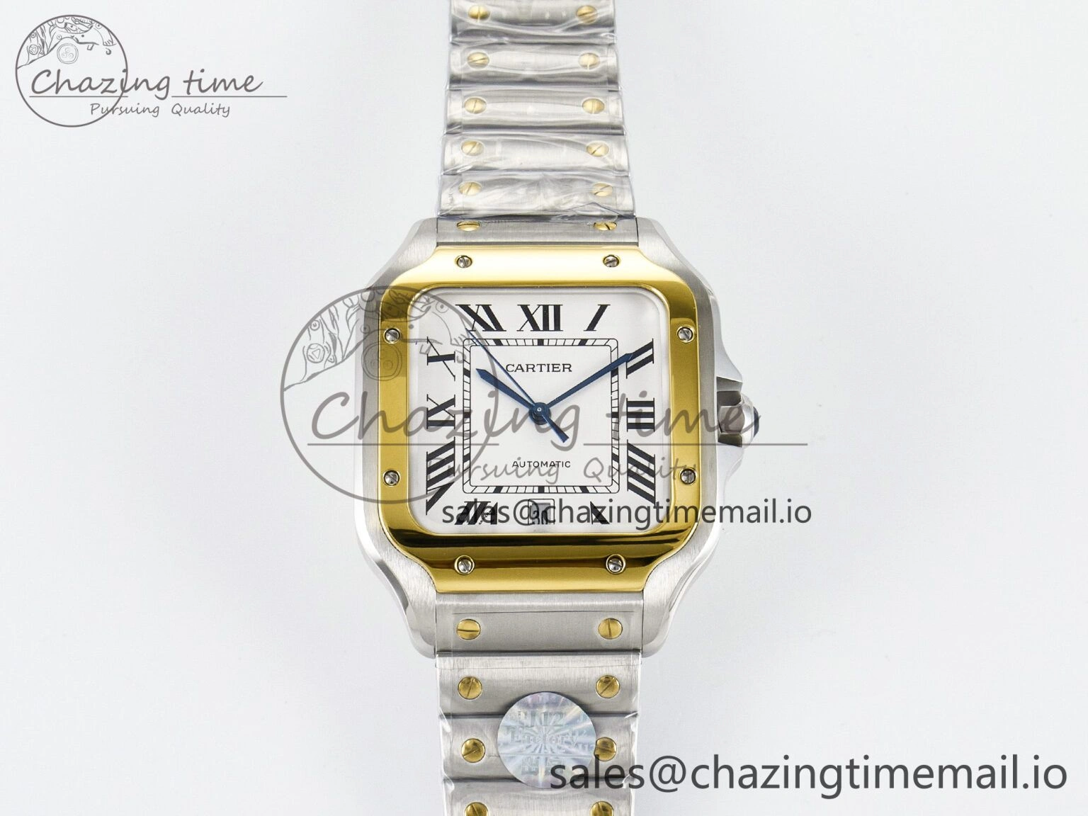 Santos de Cartier 40mm J12F 1:1 Best Edition YG Bezel White Dial on SS SmartLinks Bracelet MIYOTA Chic 5841