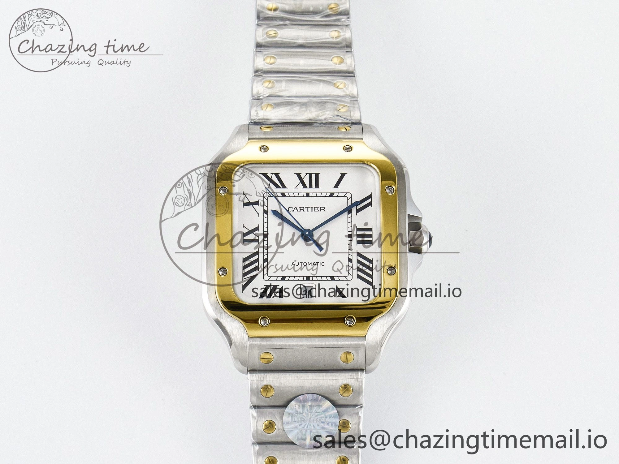 Santos de Cartier 40mm J12F 1:1 Best Edition YG Bezel White Dial on SS SmartLinks Bracelet MIYOTA Chic 5841