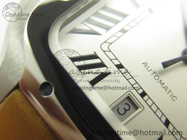 Santos de Cartier 40mm Large 2018 V6F 1:1 Best Edition White Dial on Brown Leather Strap MIYOTA WrinkleFree 6185
