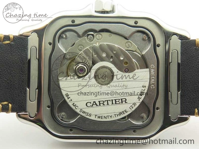 Santos de Cartier 40mm Large 2018 V6F 1:1 Best Edition White Dial on Brown Leather Strap MIYOTA WrinkleFree 6185