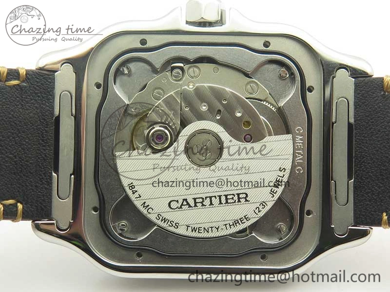 Santos de Cartier 40mm Large 2018 V6F 1:1 Best Edition White Dial on Brown Leather Strap MIYOTA WrinkleFree 6185